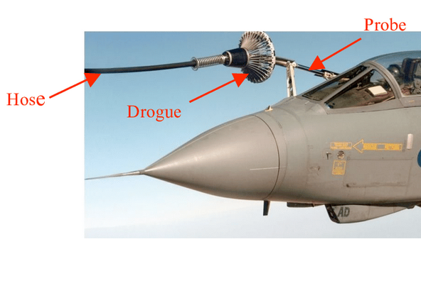 SirListenalot's tweet photo. I get the impression the #MIR2 Mirage 2000 visited the tanker to do a probe - drogue test in order to assure that the Spanish #F18's would get their fuel and wouldn't need to divert. Wild guess, I know! 😊 https://t.co/5oKJcupKip
