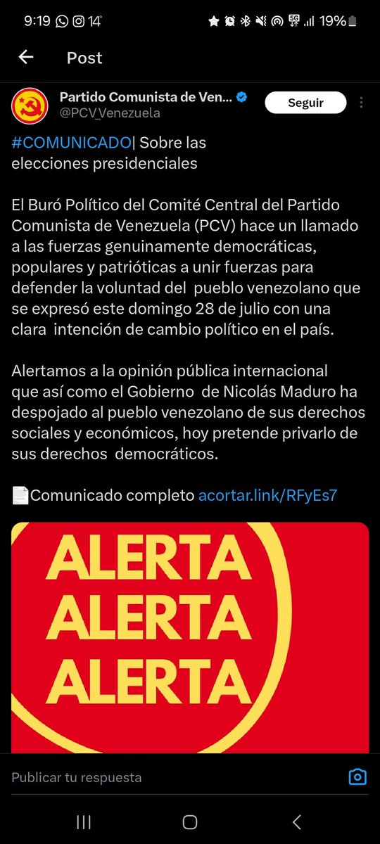 drleonardog's tweet photo. @mcubillossigall Mientras tanto el Partido Comunista de Venezuela no apoya a Maduro... La Burla 🤡 https://t.co/P0w14BUTBz