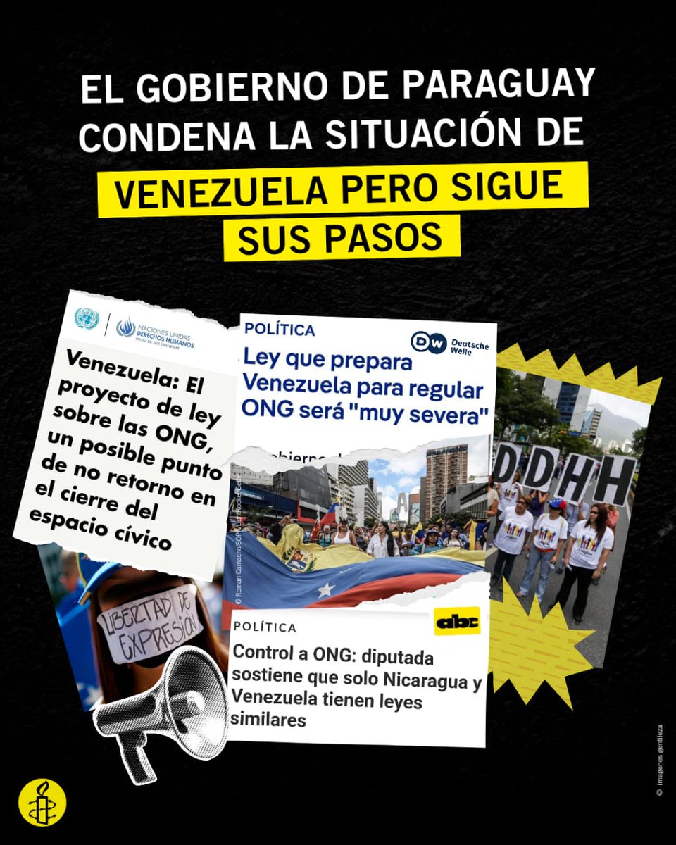 Siguiendo los pasos de #Venezuela y #Nicaragua, el proyecto #LeyGarrote podría limitar el acceso a recursos esenciales para el funcionamiento de la sociedad civil organizada en #Paraguay

Protejamos la sociedad civil en todas partes, sin ella no hay vigilancia ni defensa de DDHH.