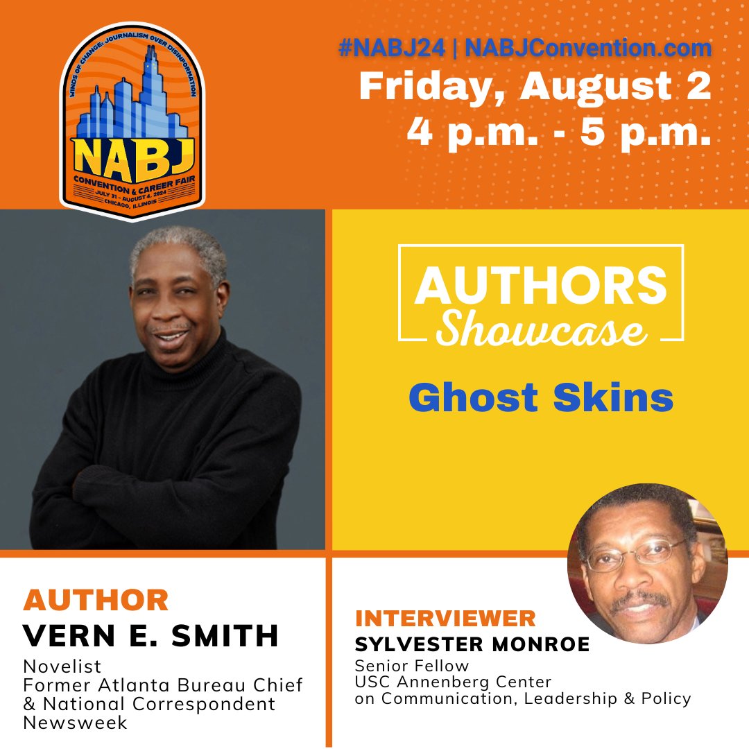 Add some books to your bookshelf 📚 by visiting the #NABJ24 Authors Showcase. Join Patricia Duncan, <a href="/reginalbrooks/">regina brooks</a>, Wayne Dawkins, <a href="/isturgis/">Ingrid Sturgis</a>, <a href="/ashtonlattimore/">Ashton Lattimore</a>, + <a href="/VESstories/">Vern Smith</a> to learn more about their literary works!