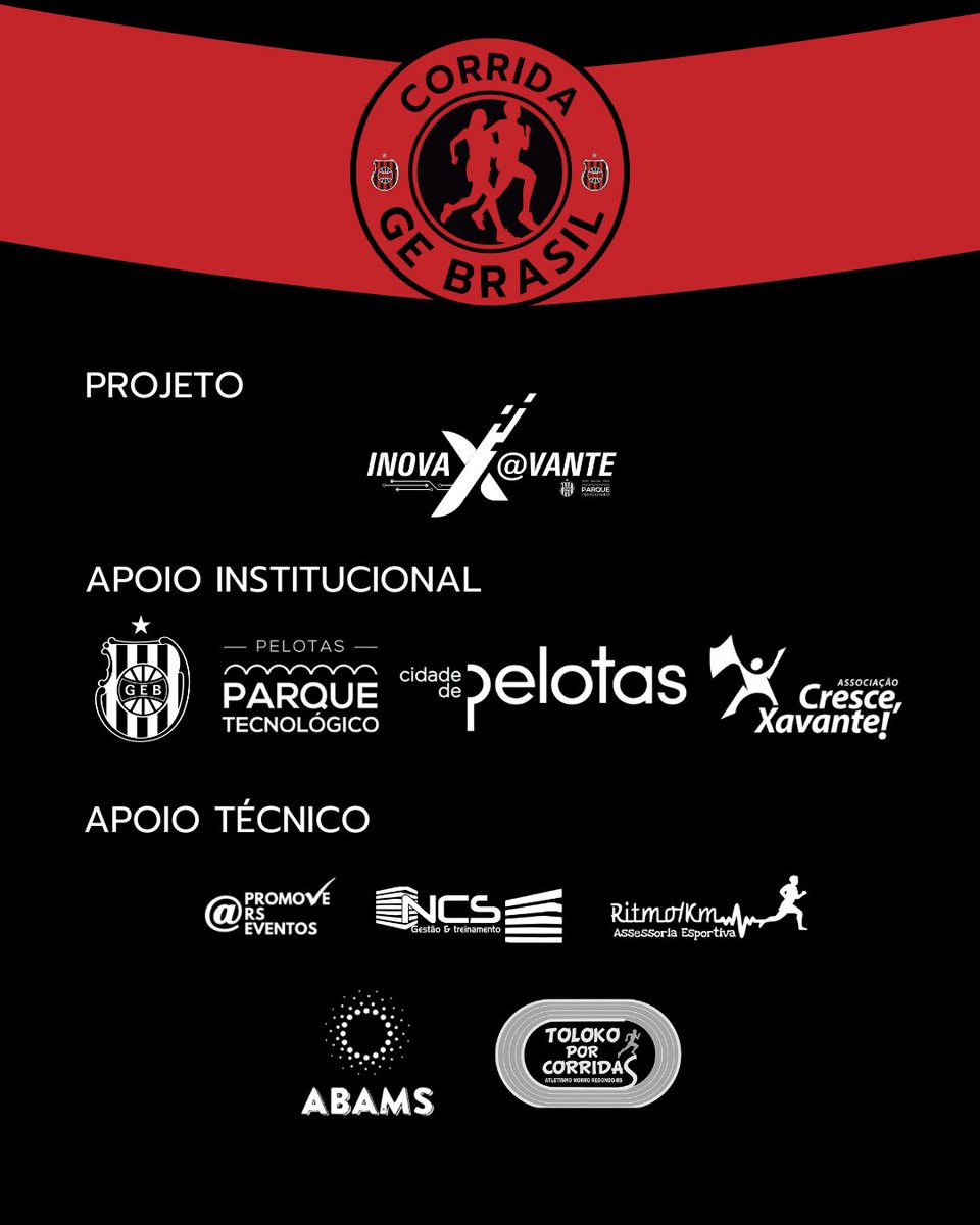 Vem aí a 1ª Corrida do GE BRASIL! 🏅🏃‍♀️

📅 Quando: 01/09/2024
📍 Local: Estádio Bento Freitas
⏰ Largada: 7h30
🏃‍♂️ Distâncias: 10 Milhas, 4,5 Milhas e ½ Milha Kids

📝 INSCRIÇÕES COM CAMISA ATÉ 15/08
Demais inscrições até 25/08 ou até o limite de vagas

🔗 promoverseventos.com.br
