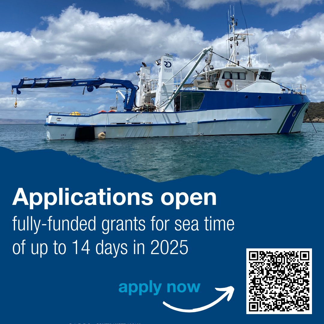 Are you an Australian researcher looking for funded sea time on a marine research vessel in 2025? 

Fully funded grants of up to 14 days on SA’s MRV Ngerin, WA’s RV Naturaliste or other coastal vessels are available. Apply now ow.ly/UQch50SHMgu

#SARDI #ResearchGrants
