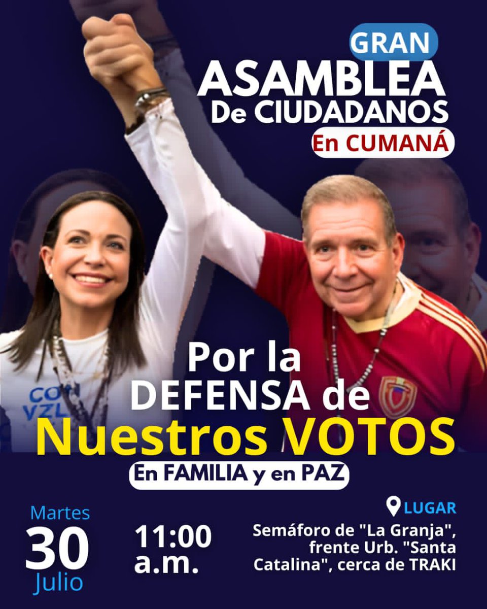 ADsecCumana's tweet photo. Todos Mañana en apoyo a la Defensa de nuestros VOTOS. ¡Hemos ganado,  y eso es una realidad! 
#VenezuelaLibre 
@robertalcalasu
@richardram4956 
@wilsonadaraya 
@ADemocratica 
@ADOrganizacion_ https://t.co/jfQzXr8tOr