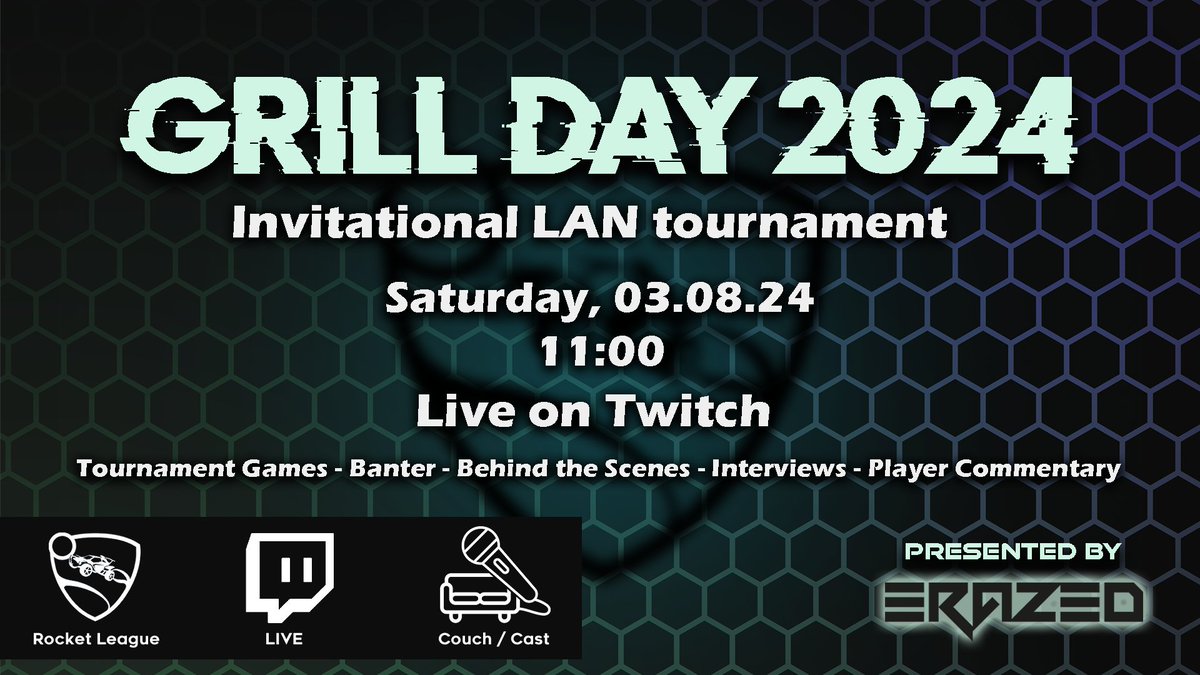 🔥🚨GET READY!🚨🔥

This Saturday, the crème de la crème of Swiss Rocket League clash once more in never-before-seen teams as they fight to be crowned Grill Day 2024 champions! 

Follow the community event live on Twitch, tournament starts at 11:00! 

 twitch.tv/erazed_swiss