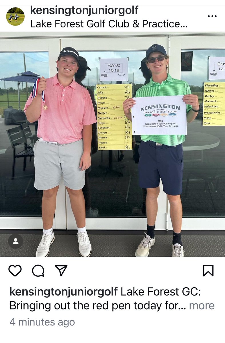Harper (@harper_hummel) on Twitter photo Finished off the 2024 Kensington Junior Tour with a win in the Washtenaw Tournament of Champions. Shot 71 (-1) for my second sub par competitive round of the summer. Thanks to Lake Forest for hosting and <a href="/kjgagolf/">Kensington Jr. Golf</a> for this summer’s tour. Finished off the 2024 Kensington Junior Tour with a win in the Washtenaw Tournament of Champions. Shot 71 (-1) for my second sub par competitive round of the summer. Thanks to Lake Forest for hosting and <a href="/kjgagolf/">Kensington Jr. Golf</a> for this summer’s tour.