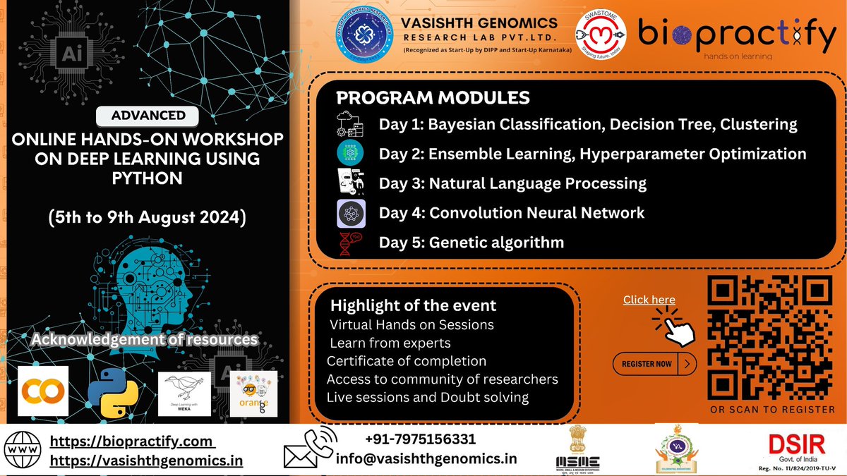 Vasishth Genomics Research Labs (@vasishthlabs) on Twitter photo ๐ ๐๐ง๐ฅ๐ข๐ง๐ ๐๐๐ง๐๐ฌ-๐๐ง ๐๐จ๐ซ๐ค๐ฌ๐ก๐จ๐ฉ ๐จ๐ง ๐๐๐๐ฉ ๐๐๐๐ซ๐ง๐ข๐ง๐ ๐๐ฌ๐ข๐ง๐ ๐๐ฒ๐ญ๐ก๐จ๐ง ๐
organized by ๐ฉ๐ฎ๐๐ถ๐๐ต๐๐ต ๐๐ฒ๐ป๐ผ๐บ๐ถ๐ฐ๐ & ๐๐ถ๐ผ๐ฝ๐ฟ๐ฎ๐ฐ๐๐ถ๐ณ๐
๐๐๐ ๐ข๐ฌ๐ญ๐๐ซ ๐ง๐จ๐ฐ : lnkd.in/dZsEZg9w ๐ ๐๐ง๐ฅ๐ข๐ง๐ ๐๐๐ง๐๐ฌ-๐๐ง ๐๐จ๐ซ๐ค๐ฌ๐ก๐จ๐ฉ ๐จ๐ง ๐๐๐๐ฉ ๐๐๐๐ซ๐ง๐ข๐ง๐ ๐๐ฌ๐ข๐ง๐ ๐๐ฒ๐ญ๐ก๐จ๐ง ๐
organized by ๐ฉ๐ฎ๐๐ถ๐๐ต๐๐ต ๐๐ฒ๐ป๐ผ๐บ๐ถ๐ฐ๐ & ๐๐ถ๐ผ๐ฝ๐ฟ๐ฎ๐ฐ๐๐ถ๐ณ๐
๐๐๐ ๐ข๐ฌ๐ญ๐๐ซ ๐ง๐จ๐ฐ : lnkd.in/dZsEZg9w