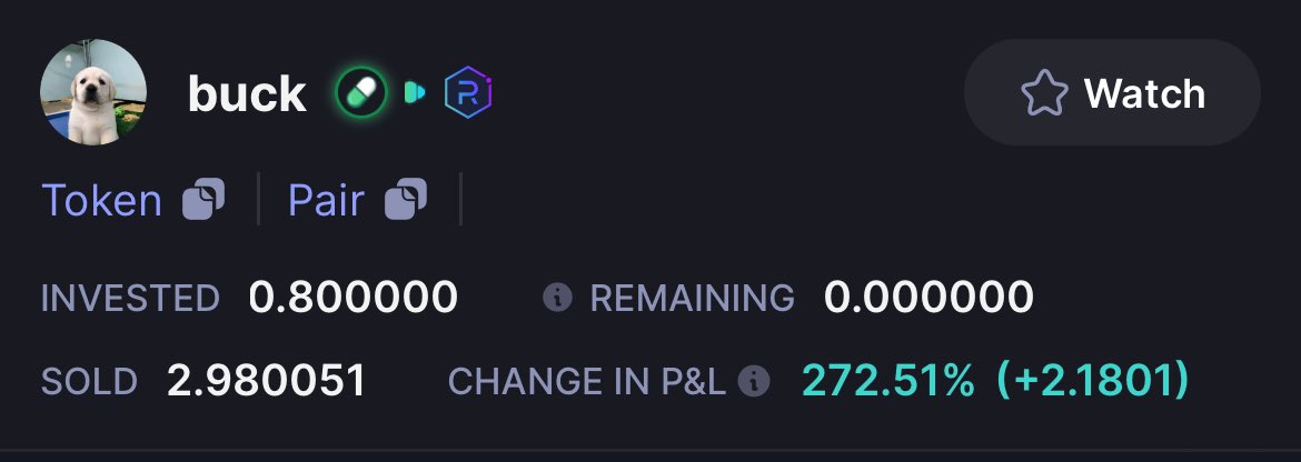 Took some losses the last few days but back on track, turning .8 sol into over 8 sol on just two winning trades today. 

Learning patience and only entering high volume attention plays. Not forcing just to trade. 

Could’ve made a lot more on both, I know.

$FWOG $BUCK