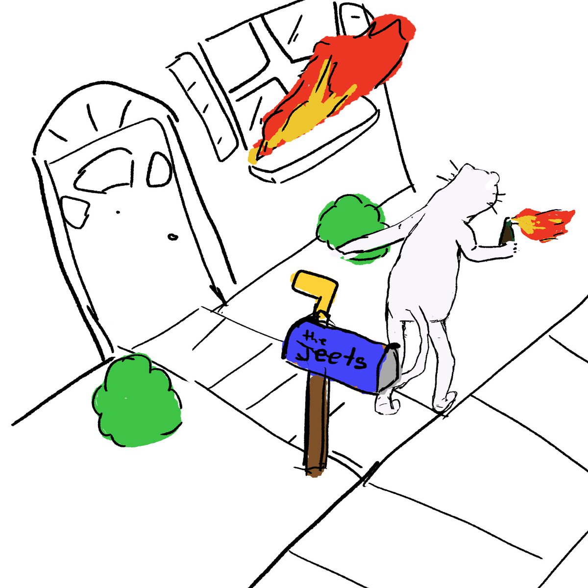 tudey i lit duh jeetrz house on fire