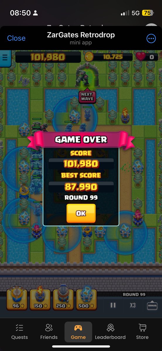 bruurtje69420's tweet image. #zargates #momentsbeforedeath @HashD Went for ballistas instead of teslas and improved my highscore today!