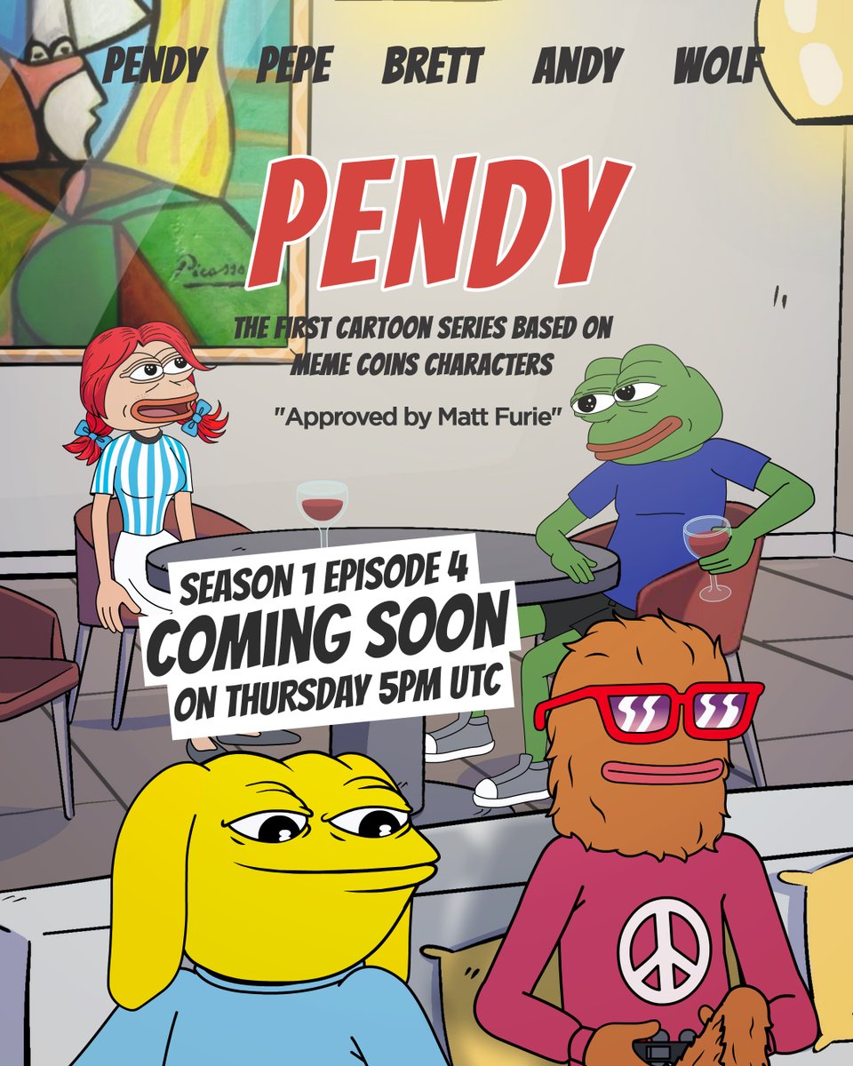 pendycoin's tweet image. Season 1: Episode 4.. COMING SOON! 

$PENDY $PEPE $WOLF $ANDY $BRETT $WAT