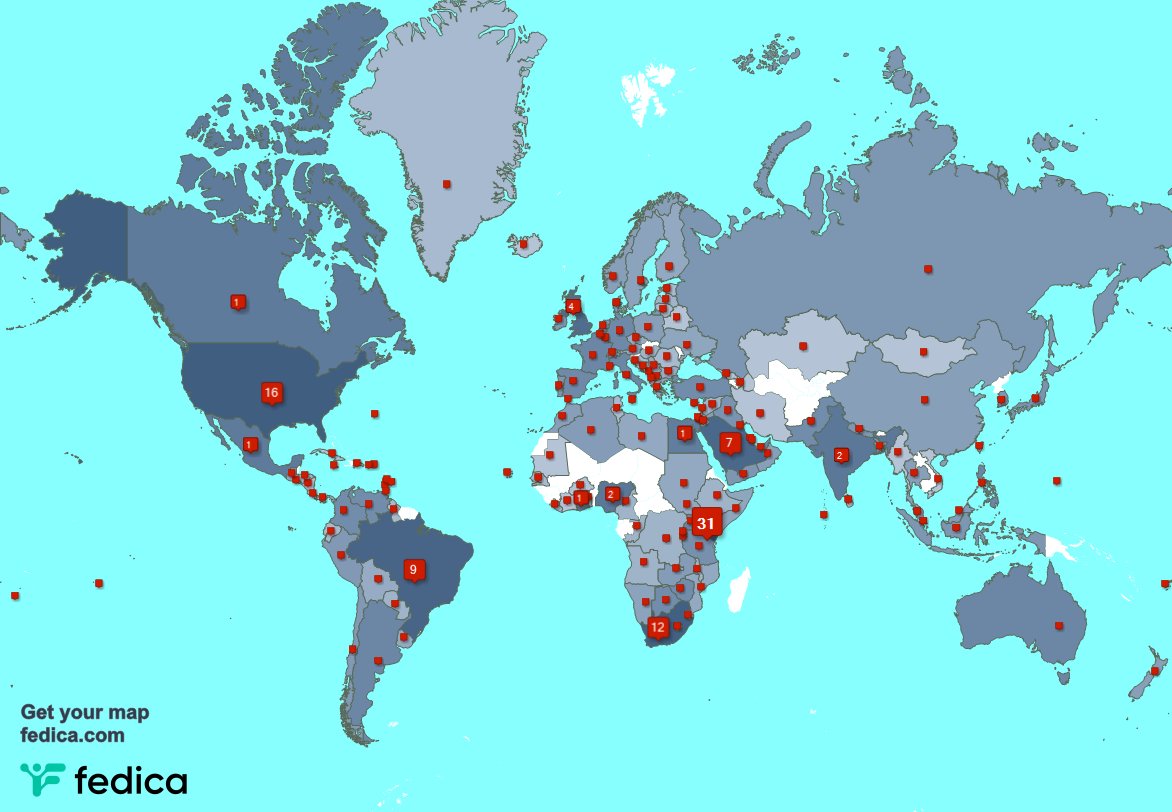 I have 13 new followers from Brazil, and more last week. See fedica.com/!MseeWaHome