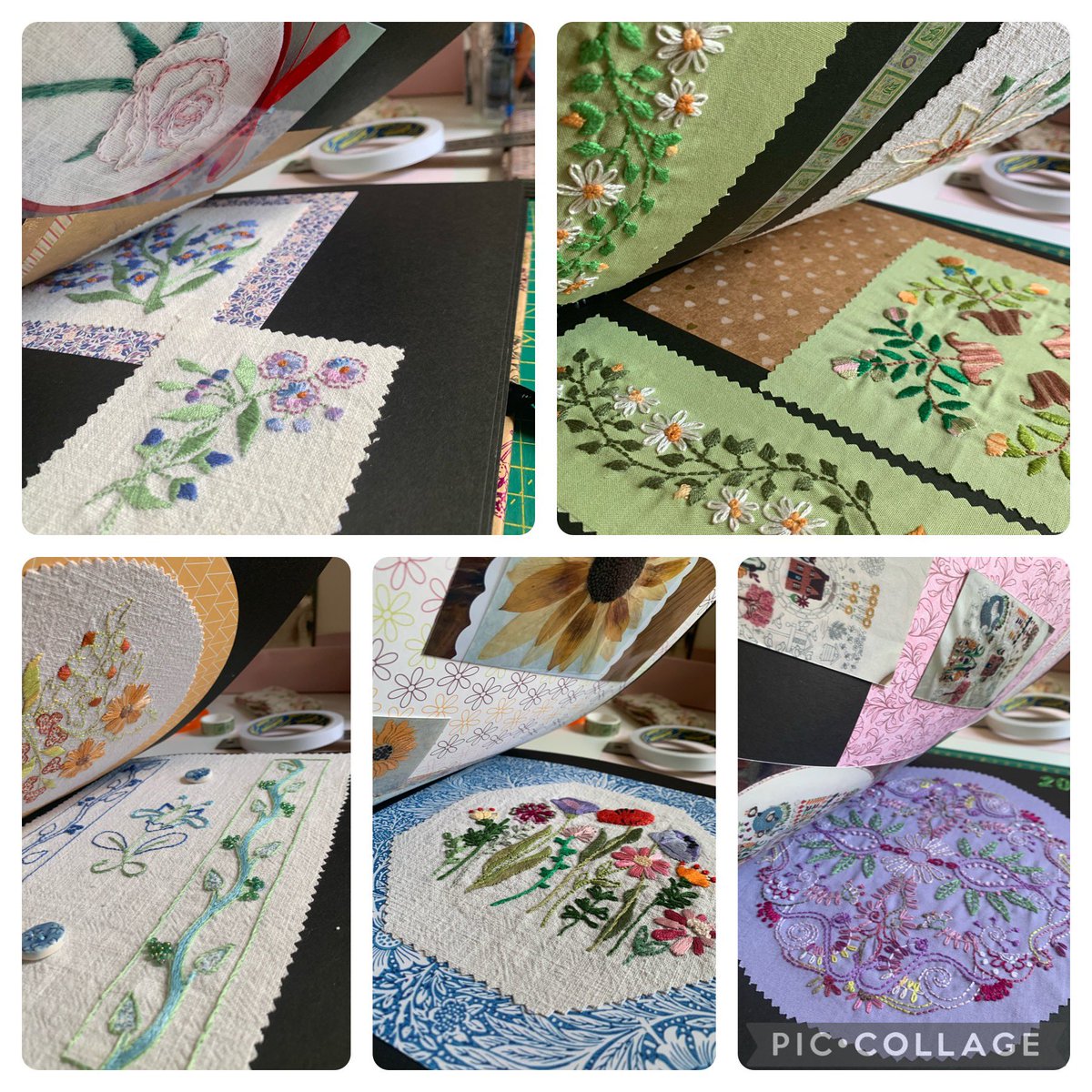 Today is #WorldEmbroidaryDay so for all you stitchers out there share your projects! I know there are a few #StitchingOTs somewhere! 
Here’s one of this year’s projects - creating a scrapbook. What else do you do with all those random bits of stitching 😉