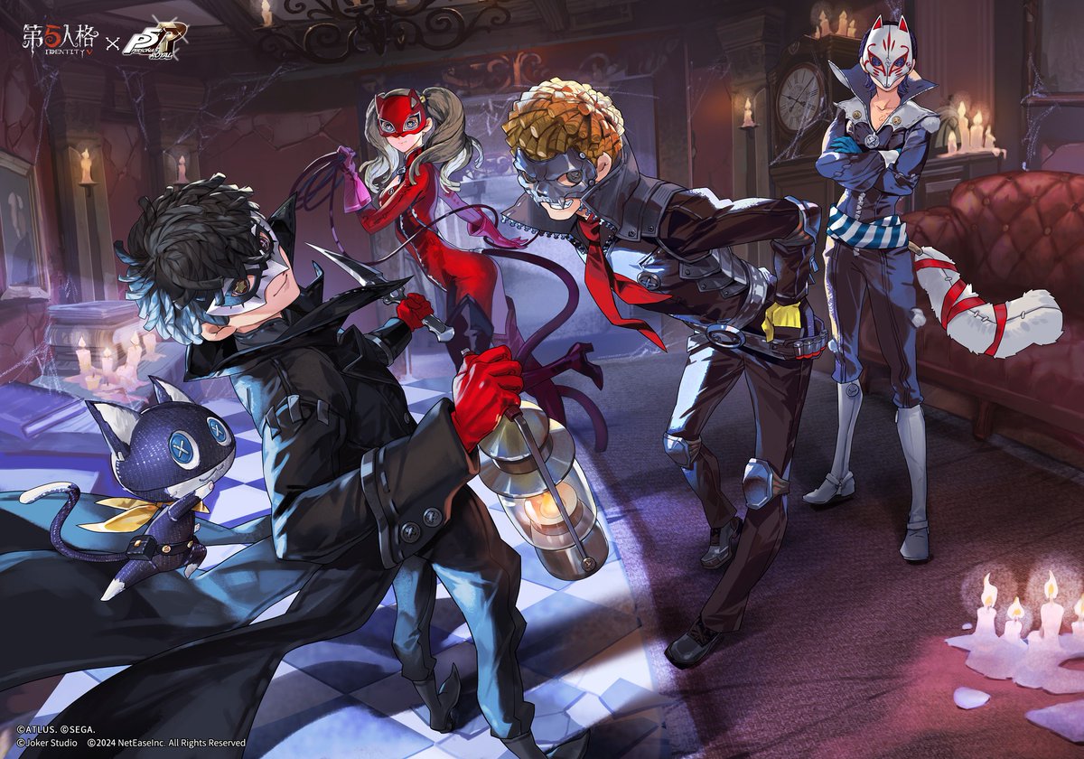 [ Identity V x Persona 5 Royal Crossover Rerun (8/2/24) ]

Gather!
With the Phantom Thieves of the Hearts,
Let's seek the truth,
And embark on a brand new challenge in the manor!