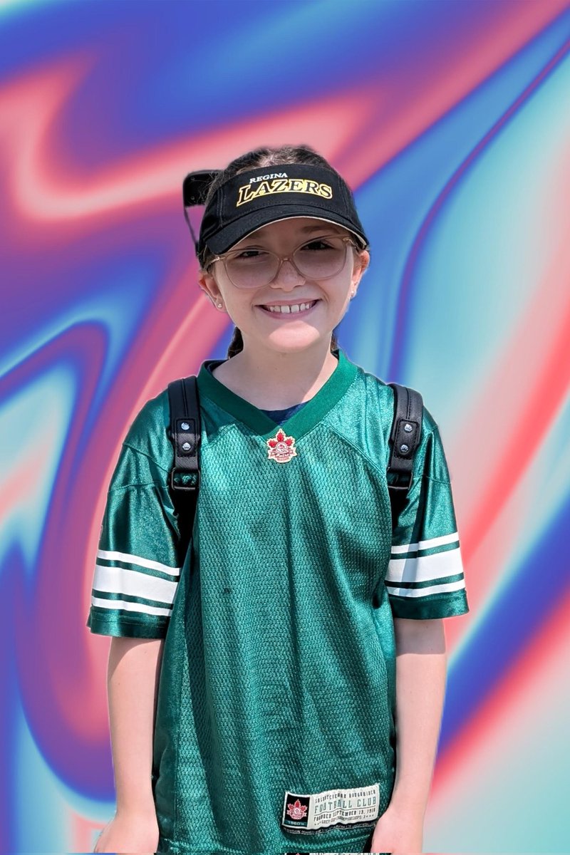 Our lil one put for Junior Rider Cheer Day! Amazing job by the leaders, looking forward to the half-time show! <a href="/sskroughriders/">Saskatchewan Roughriders</a>  <a href="/CoreyJMace/">Corey Mace</a> <a href="/GaringerMonica/">Monica Garinger</a>