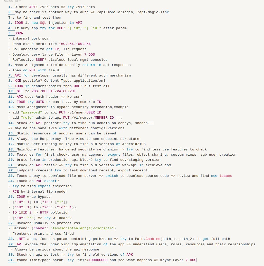 I noted this post x.com/bugoverfl0w/st… for easily reading in my understanding.

31 API Tips by <a href="/InonShkedy/">Inon Shkedy</a>

#bugbountytips