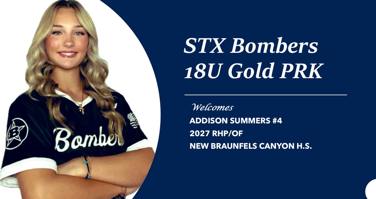 STX Bombers 18U Gold PRK welcomes 2027 RHP/OF <a href="/addie_summers4/">Addison</a>!