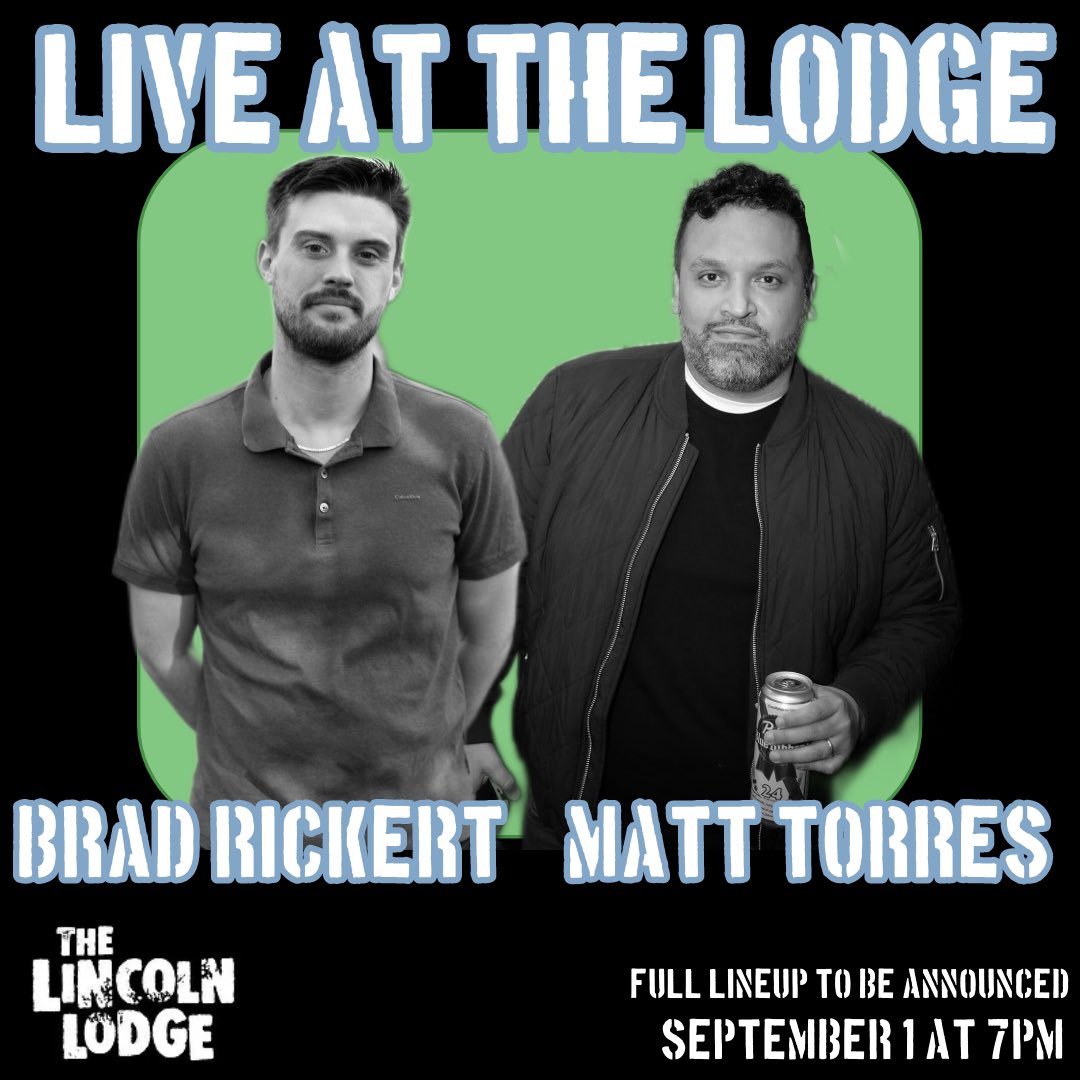 MattthewTComedy's tweet photo. Come see me and @bradrickert 
The Lincoln lodge Sept 1
Tickets on my
Linktree #ChicagoComedy
#LincolnLodge https://t.co/ABwcWeqPvq