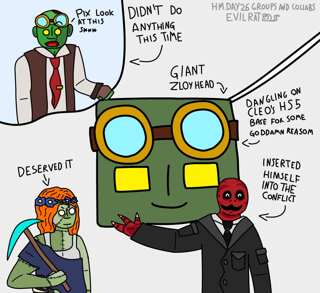 EvilRat_Sabre's tweet photo. Hermit a may, but I forgot to post it in may; Day 26 Groups and collabs! Sometimes I get myself thinking back to this specific prank in season 5, truly some fun stuff happened there. #Hermitcraftfanart #hermitcraftrecapfanart https://t.co/7l3BlAniHt