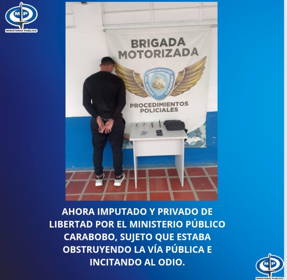 TarekWiliamSaab's tweet image. #AHORA

 #APREHENDIDO EN FLAGRANCIA para ser #IMPUTADO y privado de libertad por los delitos de Obstrucción a Vías Públicas e Incitación al Odio: 

el sujeto  LORENZO SALAS quien se encontraba liderando actos de #violencia  contra el pueblo y obstruyendo la vía publica en la Av…