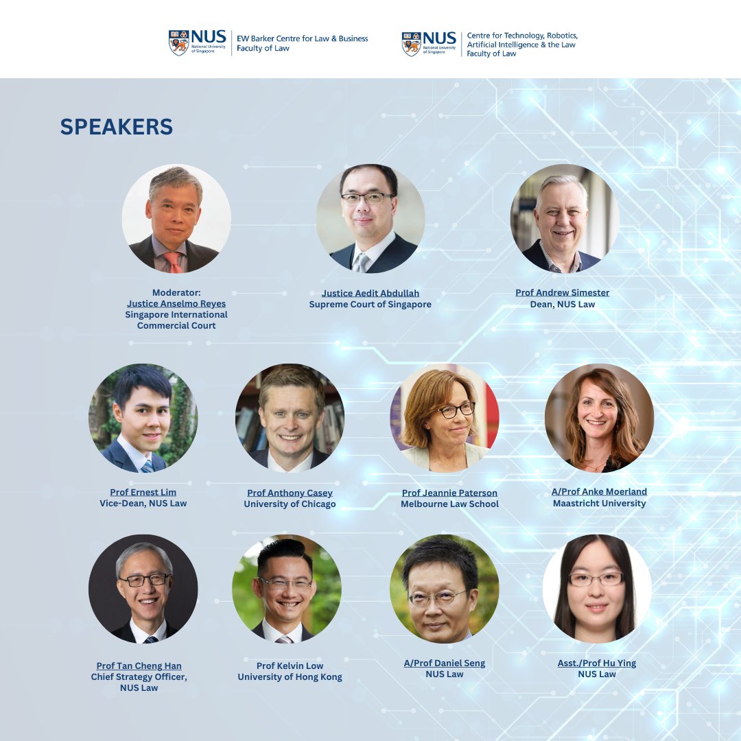 📷
You are warmly invited to join Justice Anselmo Reyes (Singapore International Commercial Court) at the book launch of The Cambridge Handbook of Private Law and AI co-edited by Prof Ernest Lim. 
Register at: nus.edu/4483vtO
Date: 12 Sept
Time: 6-8pm
Venue: NUS Law