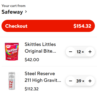 This would cost $90 without delivery but i guess @doordash doesn't want me to eat tonight