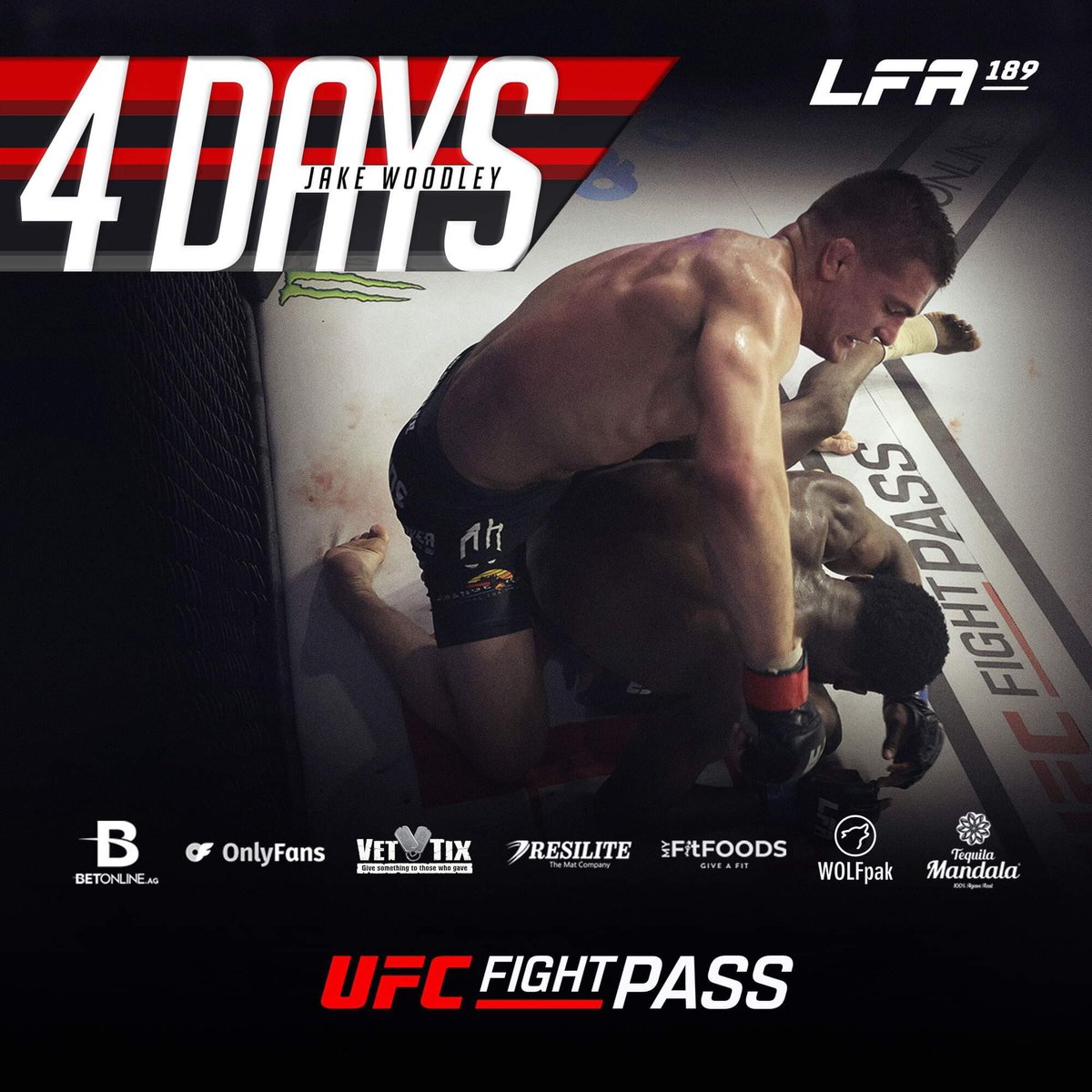In 4 Days, NCAA Division I All-American and <a href="/OU_Wrestling/">Oklahoma Wrestling</a> great <a href="/Woodley_TeamEGO/">Jake Woodley</a> returns to the LFA Octagon at #LFA189! 🇺🇸

Friday, August 2
<a href="/SenecaAllegany/">Seneca Allegany Resort & Casino</a>
#Salamanca, #NewYork

🎫: bit.ly/LFA189_TIX

#MMA
#LFANation
<a href="/UFCFightPass/">UFC FIGHT PASS</a>