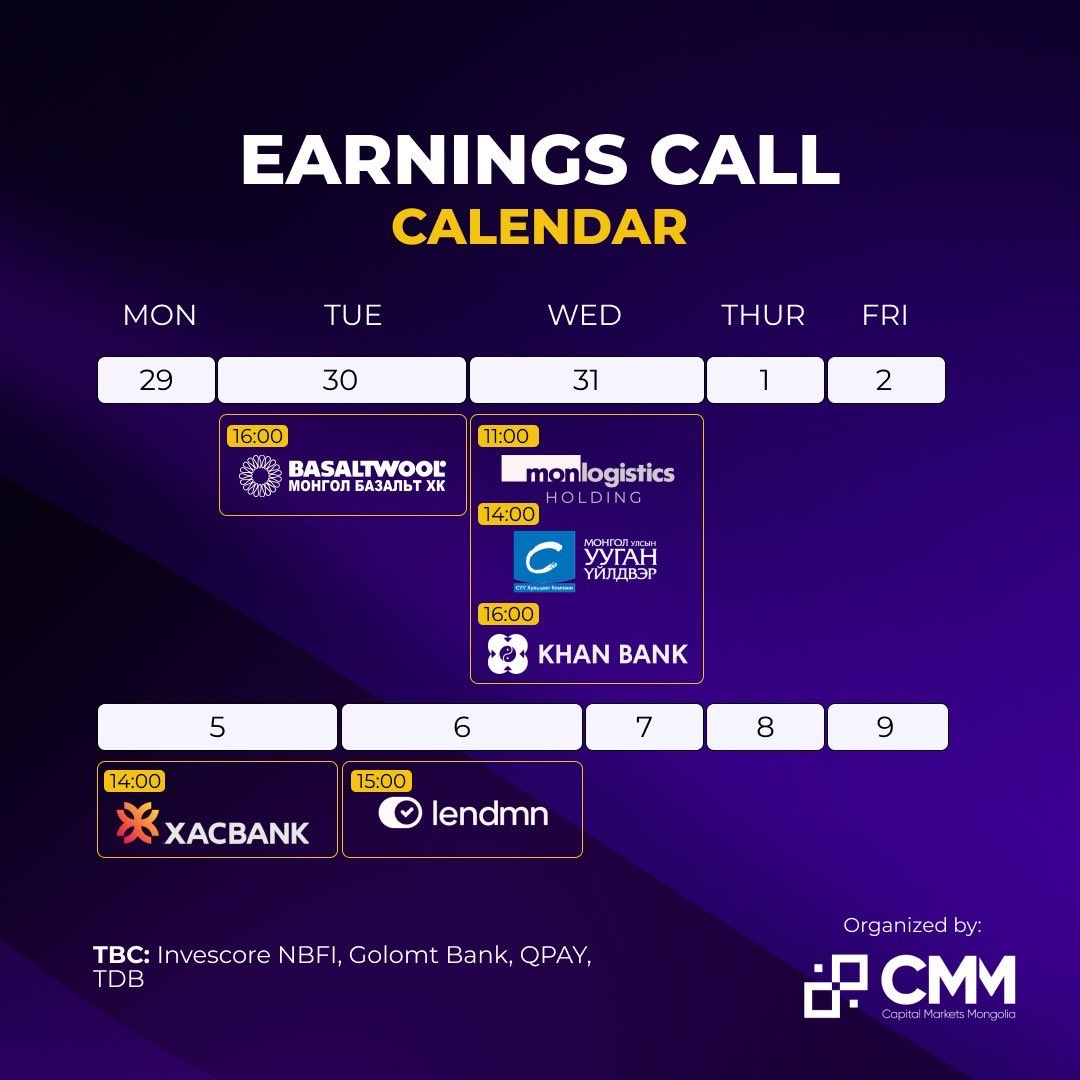 Хувьцаат компаниудын Earnings Call зохион байгуулж байна.

Нэг том соёл юм даа.