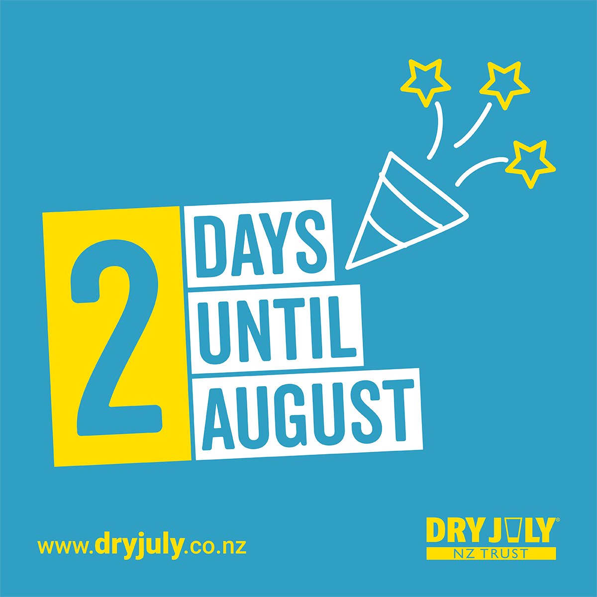 August is only TWO SLEEPS AWAY... but who's counting? 😅

Tag a mate to remind them to donate to your Dry July for their chance to win 👉 dryjuly.co.nz/donate
