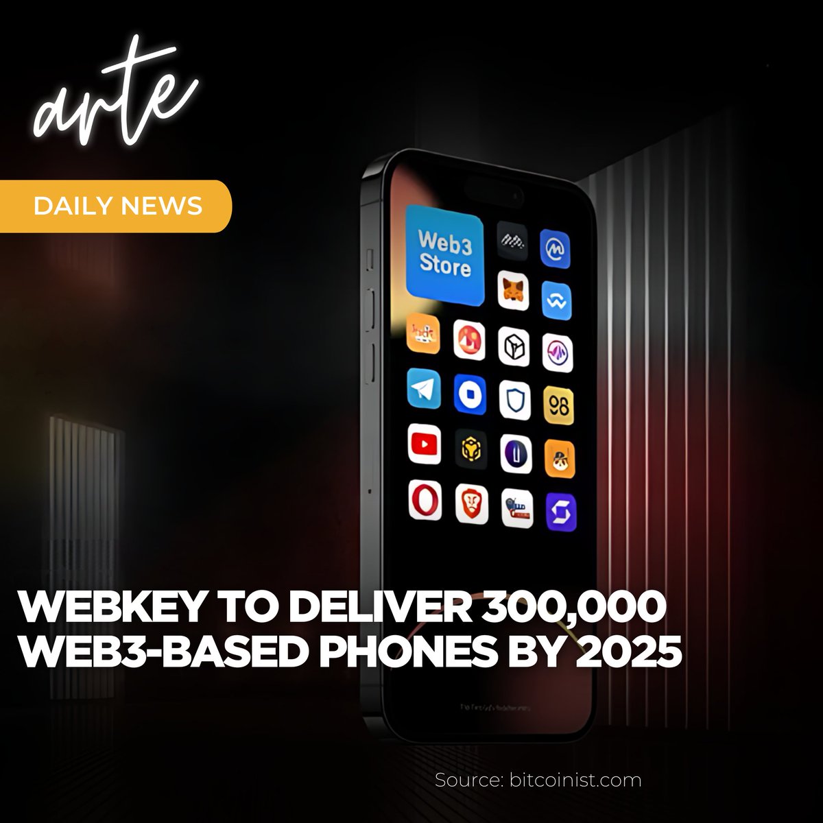 📢 arte Daily News

<a href="/WebKey01/">WebKey</a> to Deliver 300,000 Web3-Based Phones by 2025.

With key partnerships in top Web3 programs and a strategic global rollout, #WebKey is leading the charge in decentralized tech adoption.

tinyurl.com/yuw82wej

<a href="/bitcoinist/">Bitcoinist.com</a>