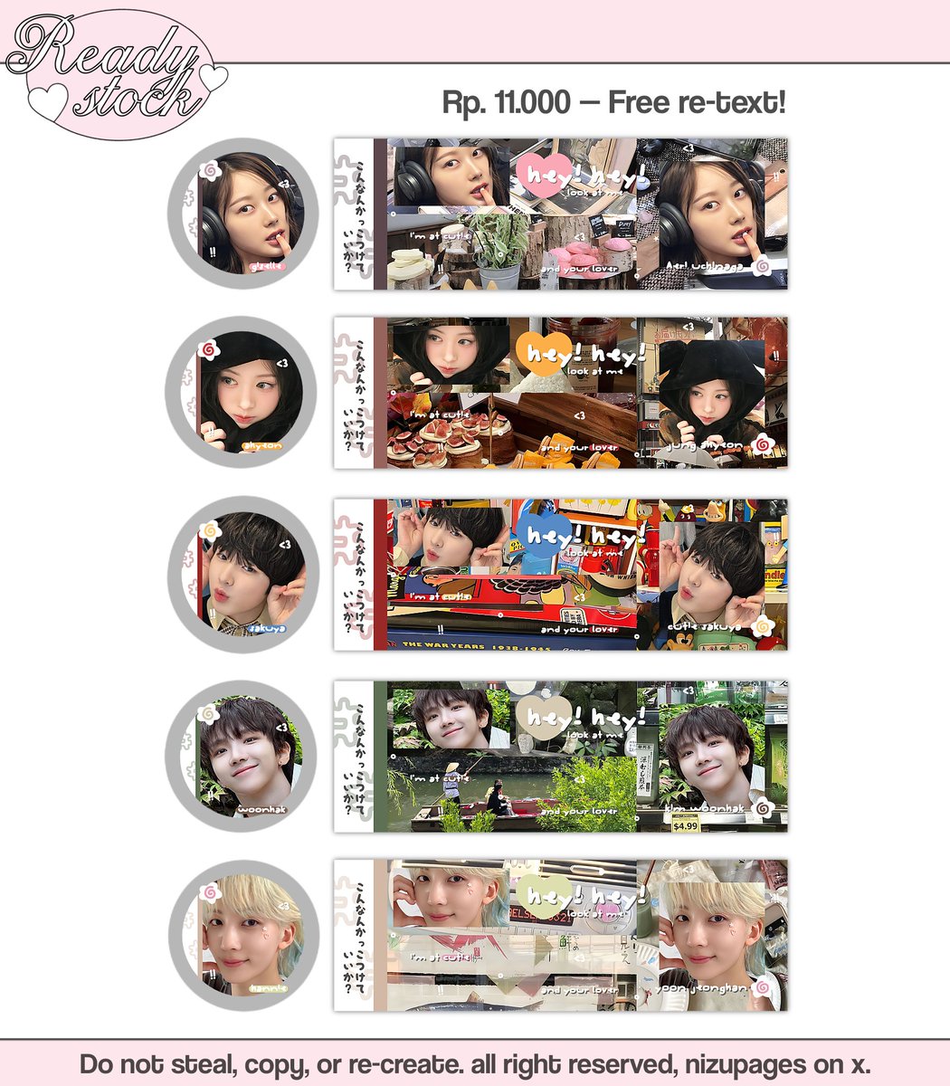 feynce's tweet photo. Hi! @NizuPages ada layout moodboard deco ready gg dan bg dengan price 11.000 only! Sudah free re-text juga ya. Minat? DM ke @NizuPages.

❌ wony, ahyeon, eunha https://t.co/44qdHTUaJk