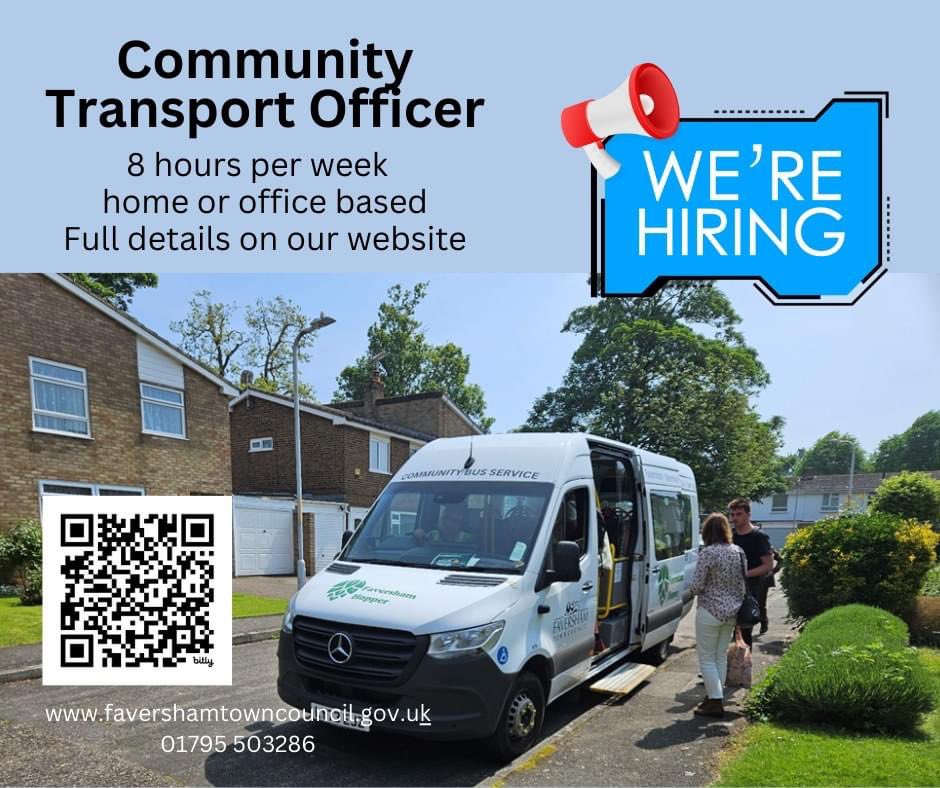 We are seeking a part time Community Transport Officer to administer our successful Faversham Hopper Community Bus Service.  For full details see our website favershamtowncouncil.gov.uk/town-council/j…