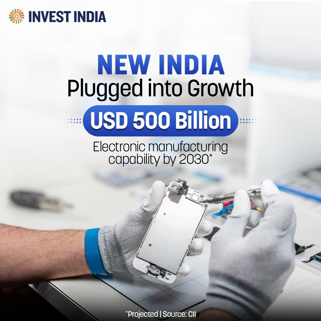 With increasing domestic value addition &amp; job creation, #NewIndia's surging #electronic sector helps position the nation as a global manufacturing hub offering prime investment opportunities.

Know more at bit.ly/II-Electronics

#InvestInIndia #MakeInIndia <a href="/USAmbIndia/">U.S. Ambassador to India</a> <a href="/USIBC/">U.S.-India Business Council</a>