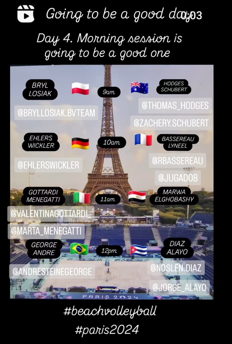 4 games for me on this beautiful morning in Paris at the 33rd Olympiad. #BeachVolleyball #Paris2024