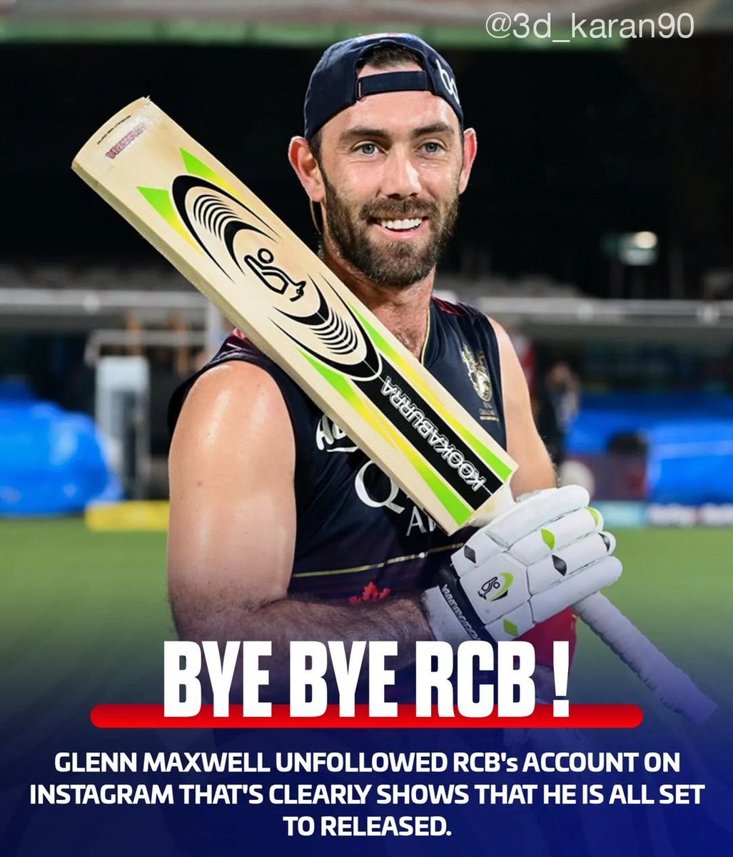 KaranKu04154368's tweet photo. Glen Maxwell unfollowed RCB ๐
#glennmaxwell #rcb #viral #expore #unfollow #royalchallengersbengaluru #viratkohli #ipl #3dkaran #foryou #brakingnews #cricketupdate https://t.co/oUuLxyQH6z