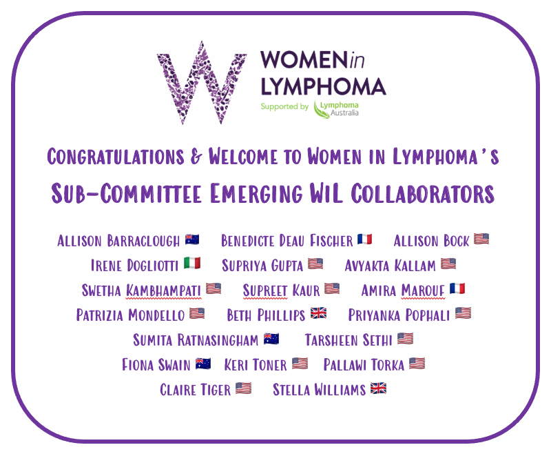 Women in Lymphoma - wil@lymphoma.org.au (@womeninlymphoma) on Twitter photo Congratulations and welcome to WiL's new *Sub-Committee Emerging Collaborators* 🌏🩺
<a href="/AllisonBarra1/">Allison Barraclough</a> @OncDocBock <a href="/SupriyaGuptaMD/">Supriya Gupta, MD</a> <a href="/DrAvyKallam/">Avyakta Kallam</a> <a href="/SwethaKMD/">Swetha Kambhampati</a> <a href="/pattymondello/">Patrizia Mondello, MD, PhD, MSc</a> <a href="/priyankapophali/">Priyanka Pophali, MD</a> <a href="/tarsheen2/">Tarsheen Sethi, MD, MSCI</a> <a href="/PallawiTorkaMD/">Pallawi Torka</a> <a href="/YunRyuTiger/">Yun Kyoung Ryu</a> Congratulations and welcome to WiL's new *Sub-Committee Emerging Collaborators* 🌏🩺
<a href="/AllisonBarra1/">Allison Barraclough</a> @OncDocBock <a href="/SupriyaGuptaMD/">Supriya Gupta, MD</a> <a href="/DrAvyKallam/">Avyakta Kallam</a> <a href="/SwethaKMD/">Swetha Kambhampati</a> <a href="/pattymondello/">Patrizia Mondello, MD, PhD, MSc</a> <a href="/priyankapophali/">Priyanka Pophali, MD</a> <a href="/tarsheen2/">Tarsheen Sethi, MD, MSCI</a> <a href="/PallawiTorkaMD/">Pallawi Torka</a> <a href="/YunRyuTiger/">Yun Kyoung Ryu</a>