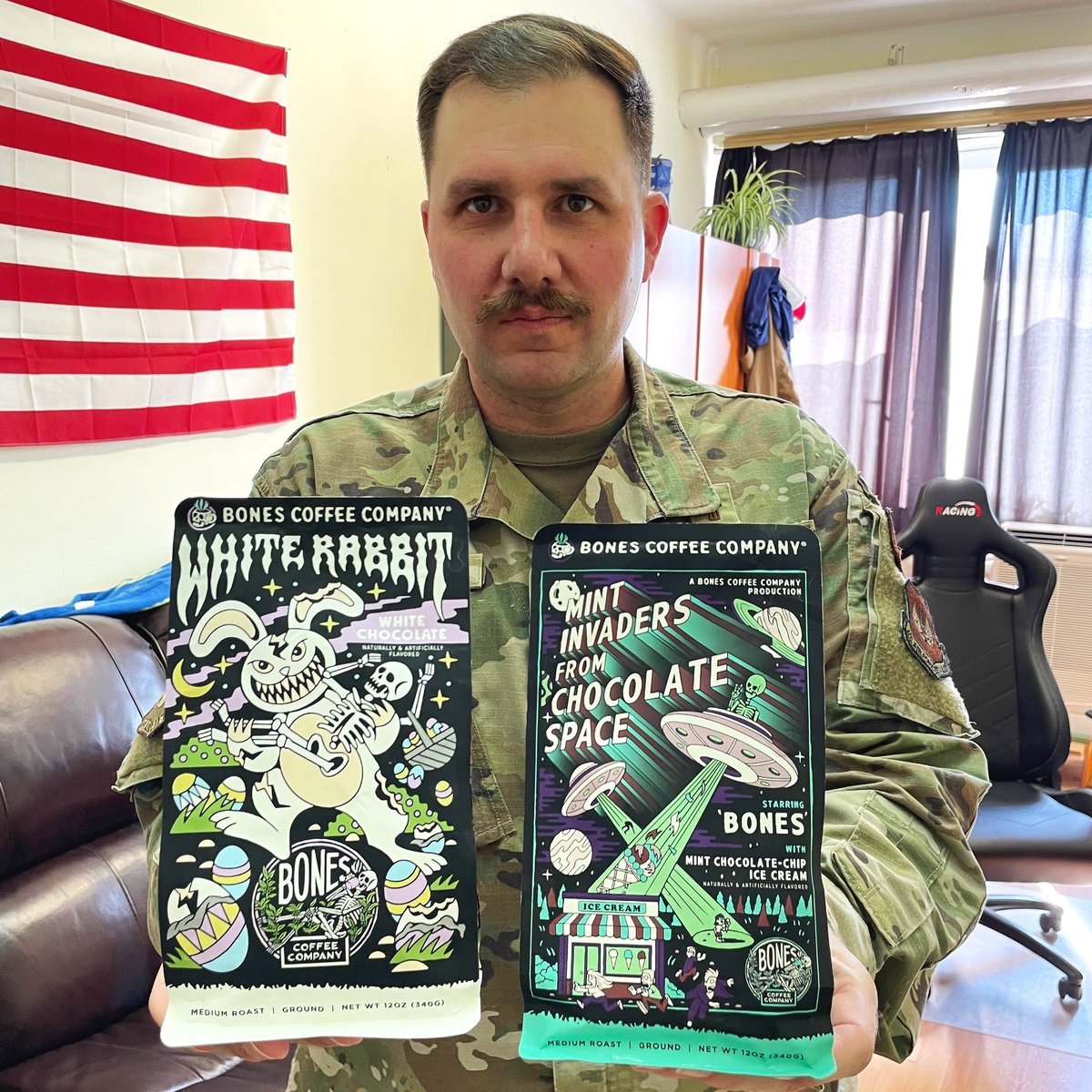 SAC_Program's tweet photo. Every now and then Chaplain Barros - or 'Stache' - invites everyone on base for coffee. There's always a taste for everyone... #heavenly #coffee #airforce https://t.co/BI2G6bLb0p