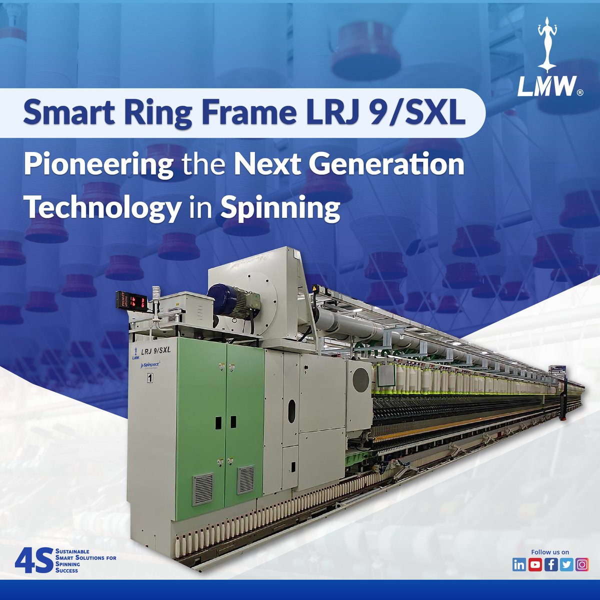 LmwTmd's tweet photo. Spinning success starts here!
With cutting-edge technology and advanced features, Our LRJ 9/SXL Ring Frame redefines productivity, efficiency and quality in the spinning industry.
๐https://t.co/gLfs1RRyc8
#lmw #lmwtextile #lrj9sxl #ringframe #textilemachine #textile https://t.co/bA1LoYHLdU