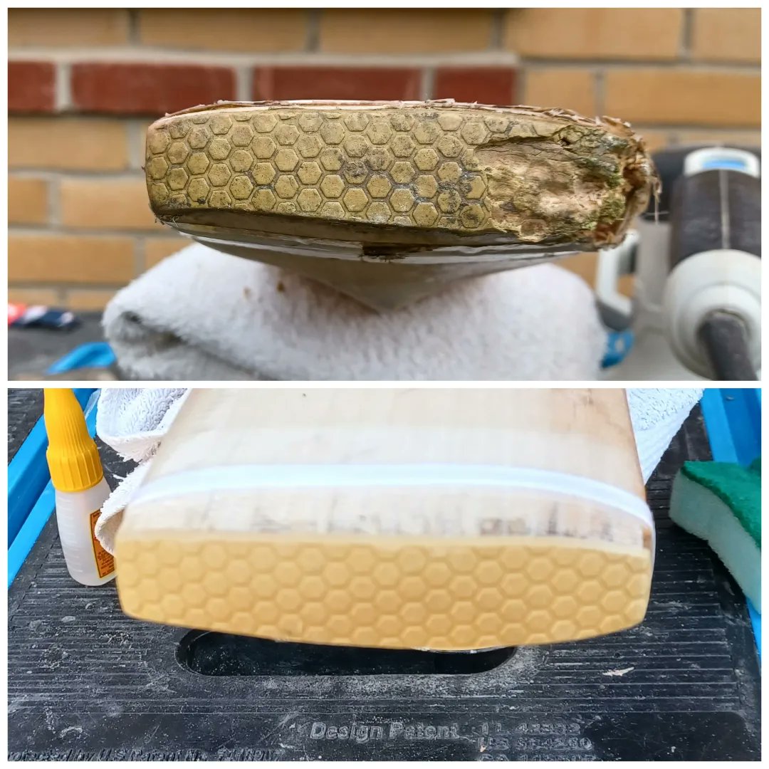 TSICBC's tweet photo. Back again! This is the third time I've seen this bat now. It's pretty amazing it's still going strong. Another toe repair and a service, and we'll see if it holds on for another year!

🏏🏏🏏 

#cricket #cricketbat #cricketbatrepairs  #cricketlovers #Cambridgeshire https://t.co/f3NT98Bqmn