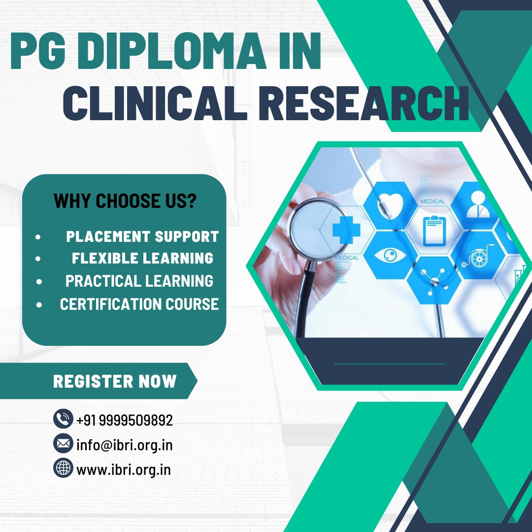 NoidaIbri's tweet image. Completed Your Bachelor&apos;s Degree? Searching for a Job? Grab this opportunity and Learn PG Diploma in Clinical Research.
Hurry Up!  Admissions Open!!
For queries email at info@ibri.org.in or call at +91 9999509892
#pvtraining #clinicalresearch #pharmaindustry #ichguidelines  #ibri