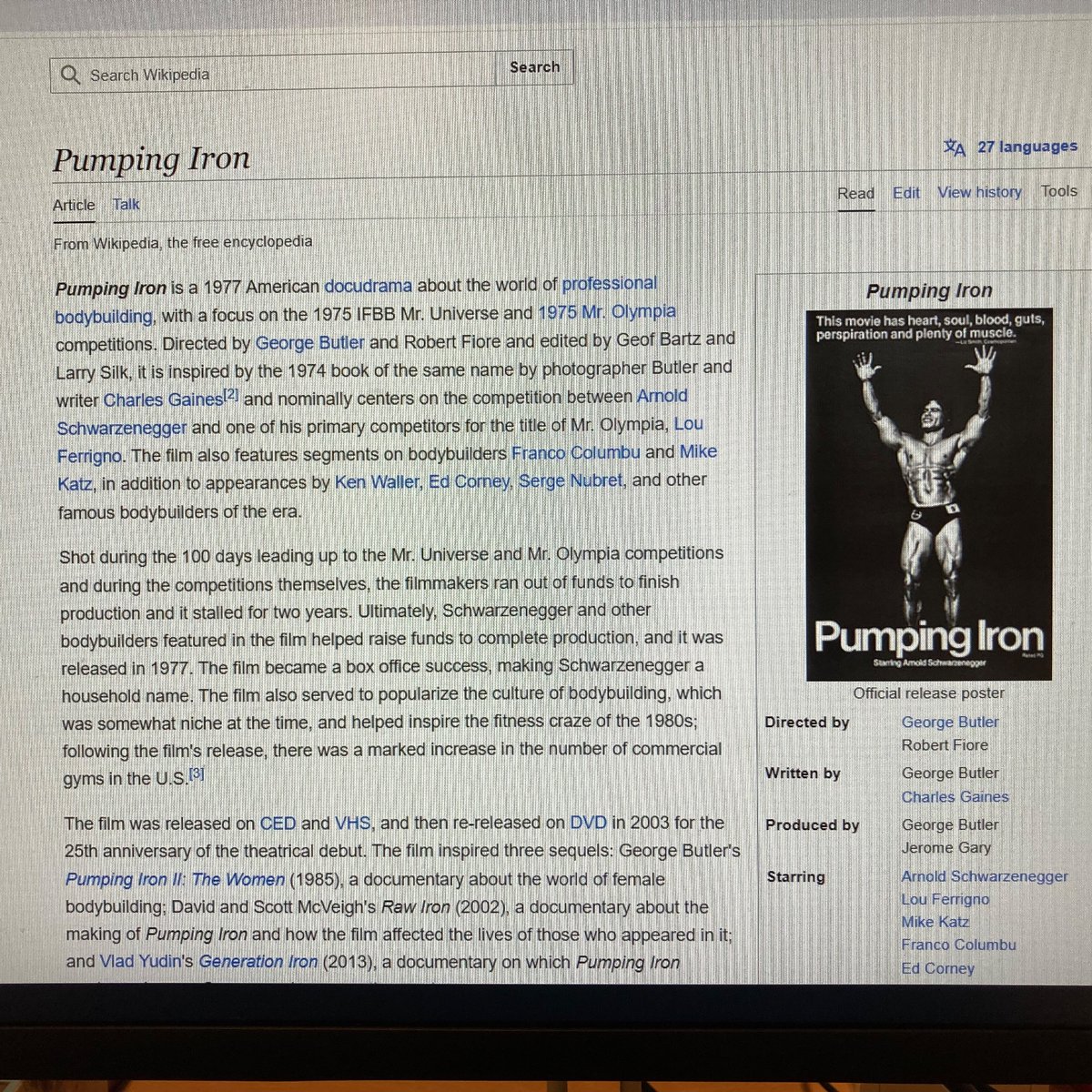 matpinckney's tweet image. My @Schwarzenegger birthday celebrations so far - #Predator and #RunningMan soundscapes, articles on #PumpingIron, and the #BatmanAndRobin comic to read during lunch.

#HappyBirthdayArnold
@TheArnoldFans