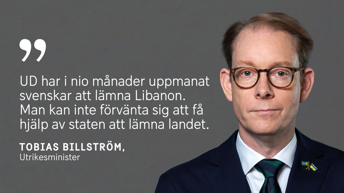 Läget i Libanon är spänt och oförutsägbart. UD:s avrådan och uppmaning att lämna landet betyder att det finns mycket begränsade möjligheter att hjälpa de som kan komma att behöva konsulärt stöd.

Läs DN:s intervju med utrikesminister <a href="/TobiasBillstrom/">Tobias Billström</a> ⬇️ 
dn.se/varlden/billst…