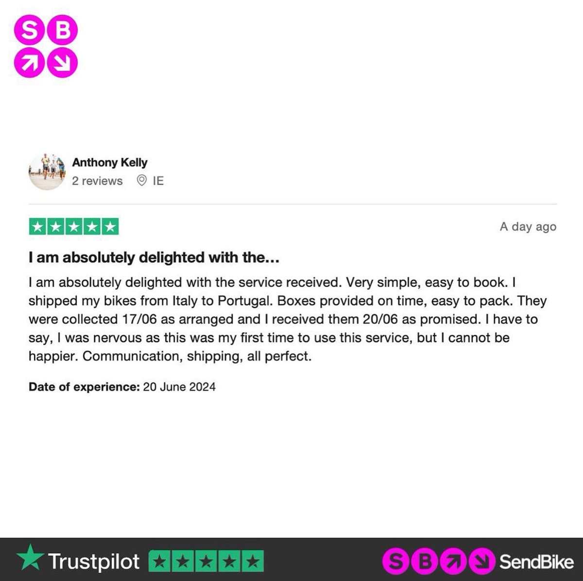 At SendBike, our mission is to share the joy of cycling with everyone, everywhere. 🌍 

Whether you’re a solo cyclist or a business shipping bikes to customers, we’re here to help! 🚲 

But don’t just take our word for it 👀#sendbike