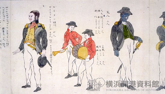 ペリー艦隊には黒人もいたらしく、おそらくは見て描いたであろう方の日本人画家(見ないで想像で描いた人たちもいた)の絵には、黒人が描かれているんだけど、割とちゃんとした格好してるんだけどこれはなんなんだろう 