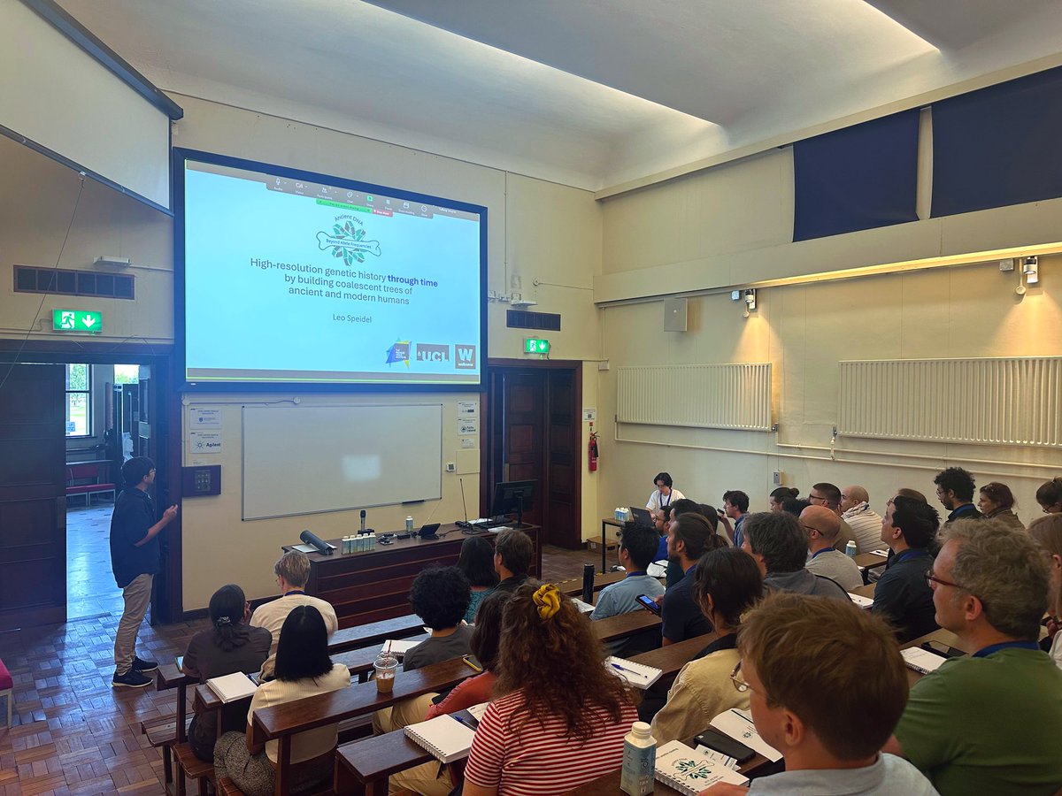 SMBE Ancient DNA Beyond Allele Frequencies (@smbesat2024_tcd) on Twitter photo We started off the second day with our plenary speaker <a href="/leo_speidel/">Leo Speidel</a> presenting his methods on ancestry reconstruction using joint genealogies with ancient and modern genomes We started off the second day with our plenary speaker <a href="/leo_speidel/">Leo Speidel</a> presenting his methods on ancestry reconstruction using joint genealogies with ancient and modern genomes