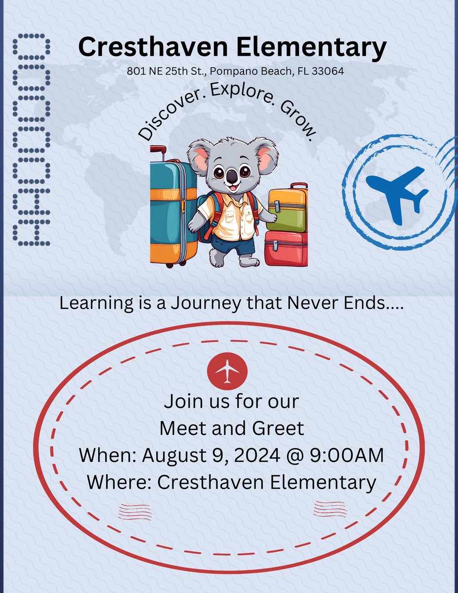 Please join us Friday, August 9th for our Meet and Greet. Meet your child's teacher and the rest of the amazing Cresthaven family.  We hope to see you there!