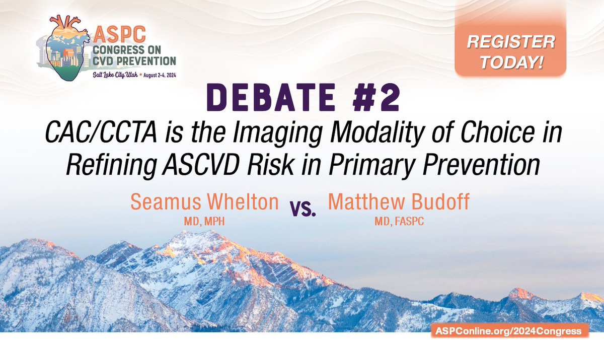 ASPC (@aspcardio) on Twitter photo CAC/CCTA is the Imaging Modality of Choice in Refining ASCVD Risk in Primary Prevention...
YAY or NAY??
Find out who wins the battle between <a href="/seamuswhelton/">Seamus Whelton</a> and <a href="/BudoffMd/">Matthew Budoff MD</a>!
Registration open through Aug. 1 at aspconline.org/2024congress
@drmarthagulati @drmichaelshapir CAC/CCTA is the Imaging Modality of Choice in Refining ASCVD Risk in Primary Prevention...
YAY or NAY??
Find out who wins the battle between <a href="/seamuswhelton/">Seamus Whelton</a> and <a href="/BudoffMd/">Matthew Budoff MD</a>!
Registration open through Aug. 1 at aspconline.org/2024congress
@drmarthagulati @drmichaelshapir