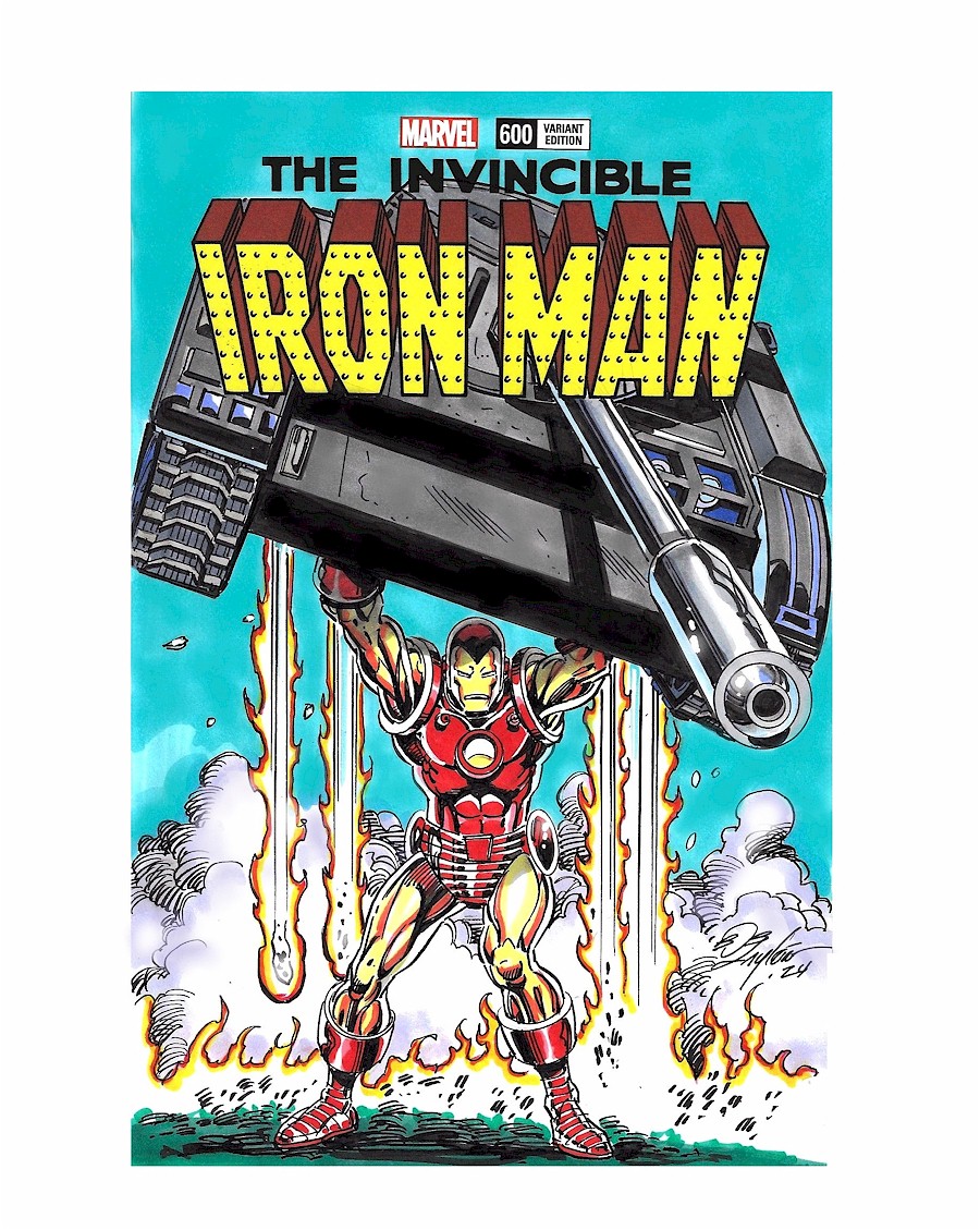 Bob_Layton's tweet photo. Yesterday, I worked on the third of the five sketch covers that were stolen at Fed Ex a few weeks ago. Here's a brand-new Iron Man sketch cover, since the client changed his mind concerning the content. @Marvel @Iron_Man #federalexpress https://t.co/xCVmRi6D8e