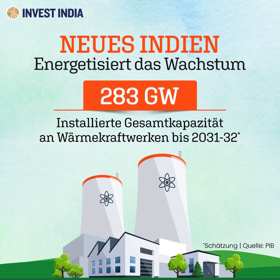 Zünden Sie Ihr Wachstum mit #NeueIndien, das bei der #Wärmekraftkapazität weltweit auf Platz 5 liegt und über eine umfangreiche, robuste Energieinfrastruktur verfügt, die den Weg zur Energieautarkie ebnet.

Mehr zu den Möglichkeiten: bit.ly/II-Thermal

#InvestierenInIndien