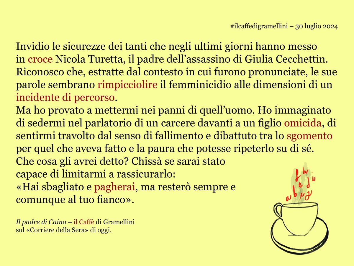 MaxGramel's tweet image. «Il padre di Caino»: #ilcaffedigramellini sul @Corriere di #martedì #30luglio.
corriere.it/caffe-gramelli…
