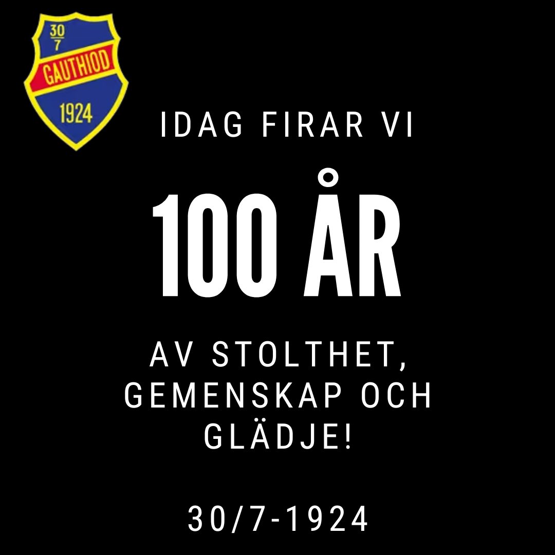 Idag fyller vår fantastiska förening hela 100 år! 

IK Gauthiod har betytt mycket för många genom åren och kommer fortsätta betyda mycket även i framtiden. 
Tack till alla er som är eller varit en del av föreningen! 
Tänk lite extra på oss just idag❤️💙
